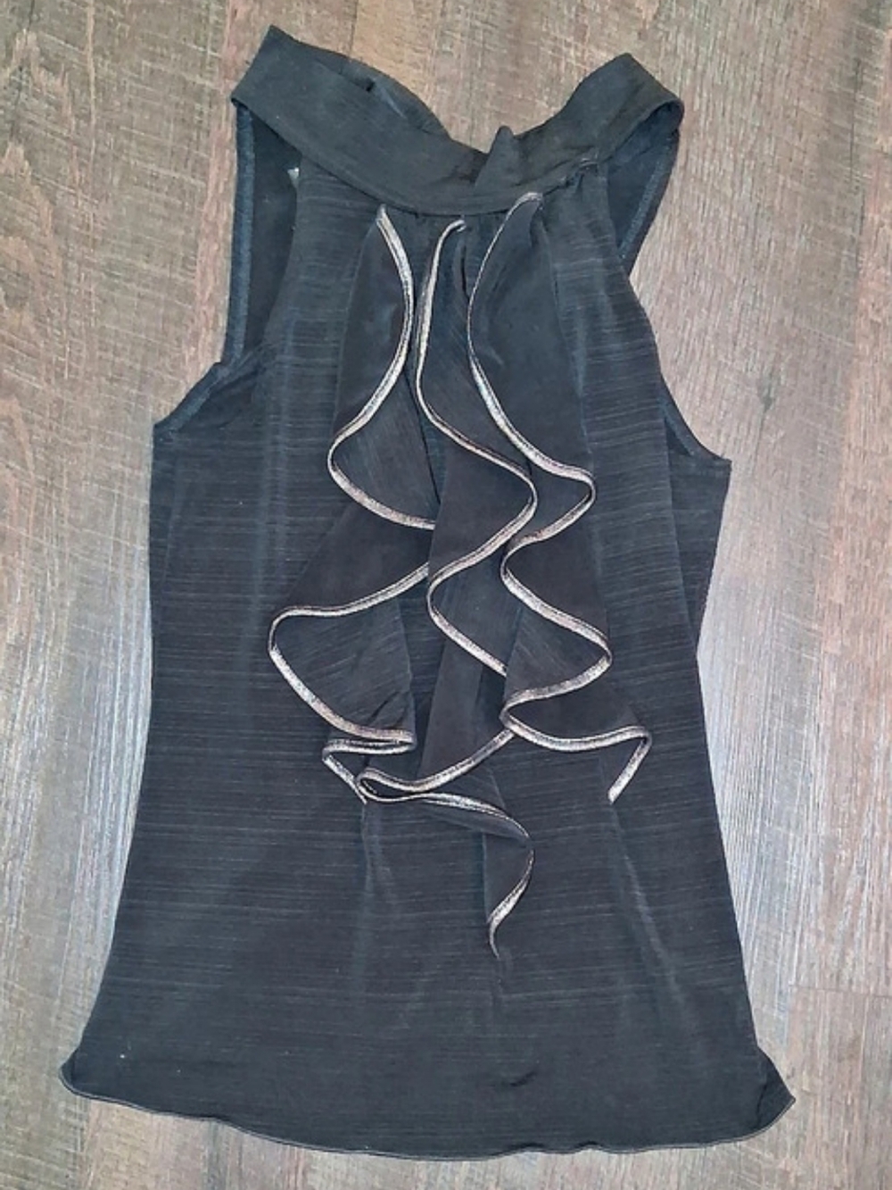 BCX Ruffled Tank Top in Black Size Medium